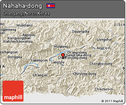 Shaded Relief Panoramic Map of Nahaha-dong