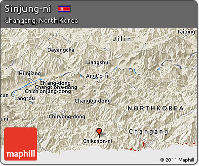 Shaded Relief Panoramic Map of Sinjung-ni