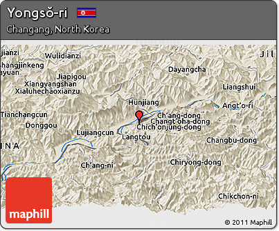 Shaded Relief Panoramic Map of Yongsŏ-ri