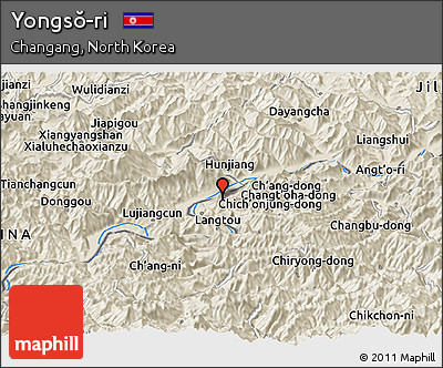 Shaded Relief Panoramic Map of Yongsŏ-ri