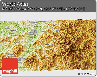Physical 3D Map of the Area around 40° 50' 23" N, 126° 43' 29" E