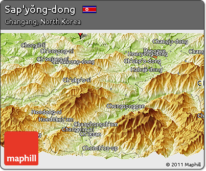 Physical Panoramic Map of Sap'yŏng-dong