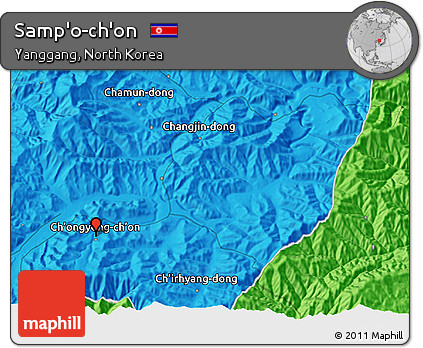 Political 3D Map of Samp'o-ch'on