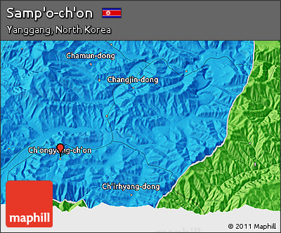 Political 3D Map of Samp'o-ch'on