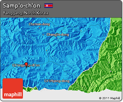 Political 3D Map of Samp'o-ch'on