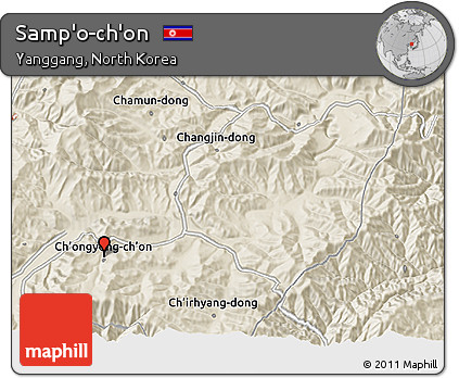 Shaded Relief 3D Map of Samp'o-ch'on