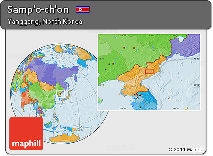 Political Location Map of Samp'o-ch'on