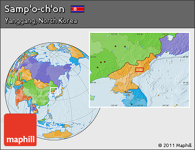 Political Location Map of Samp'o-ch'on