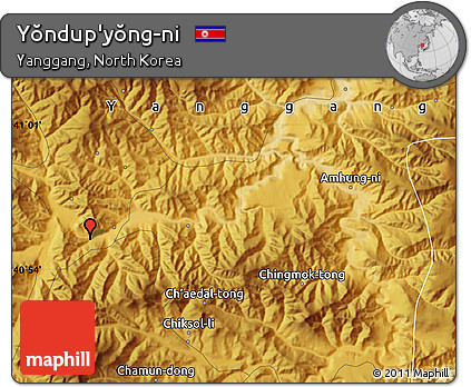Physical Map of Yŏndup'yŏng-ni