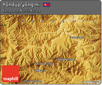 Physical Map of Yŏndup'yŏng-ni