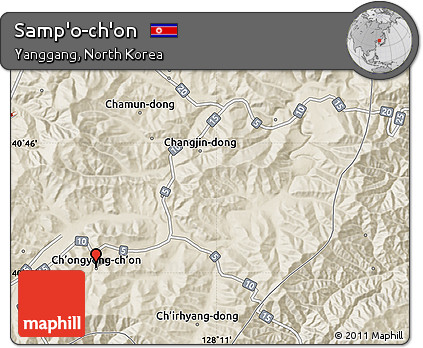 Shaded Relief Map of Samp'o-ch'on