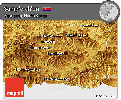 Physical Panoramic Map of Samp'o-ch'on