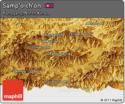 Physical Panoramic Map of Samp'o-ch'on