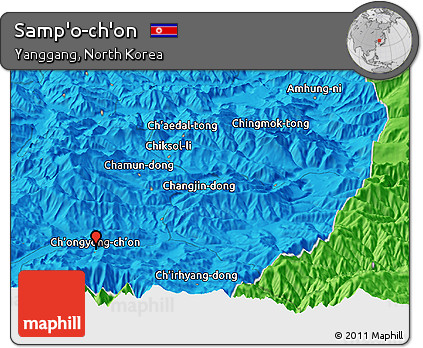Political Panoramic Map of Samp'o-ch'on