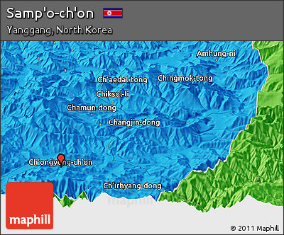 Political Panoramic Map of Samp'o-ch'on