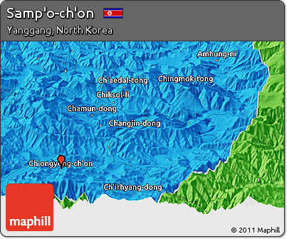 Political Panoramic Map of Samp'o-ch'on