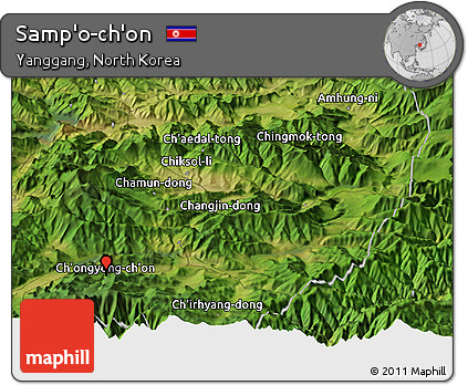 Satellite Panoramic Map of Samp'o-ch'on