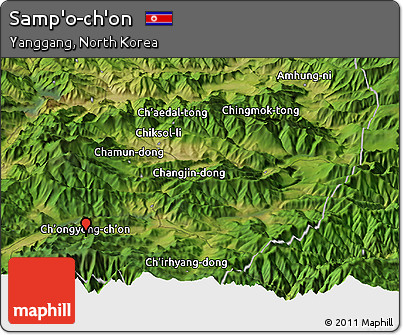 Satellite Panoramic Map of Samp'o-ch'on