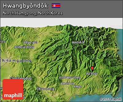 Satellite 3D Map of Hwangbyŏndŏk