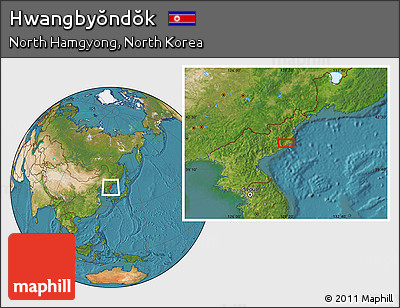Satellite Location Map of Hwangbyŏndŏk