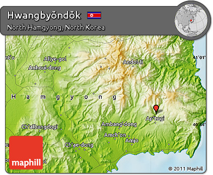 Physical Map of Hwangbyŏndŏk