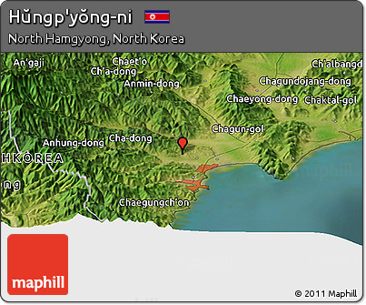 Satellite Panoramic Map of Hŭngp'yŏng-ni