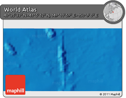 Physical 3D Map of the Area around 40° 50' 23" N, 149° 40' 30" E