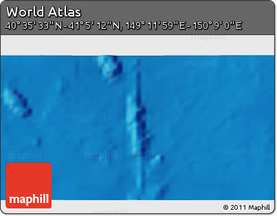 Physical 3D Map of the Area around 40° 50' 23" N, 149° 40' 30" E