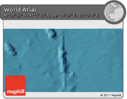 Satellite 3D Map of the Area around 40° 50' 23" N, 149° 40' 30" E