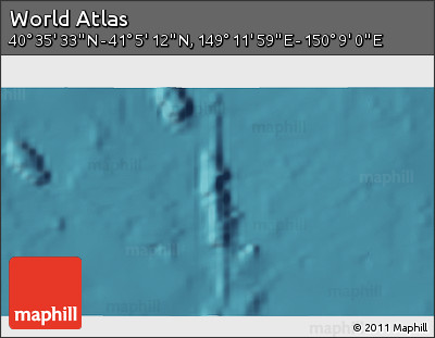 Satellite 3D Map of the Area around 40° 50' 23" N, 149° 40' 30" E