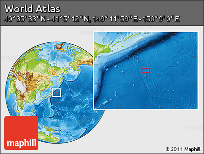 Physical Location Map of the Area around 40° 50' 23" N, 149° 40' 30" E