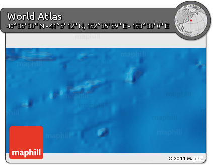 Physical 3D Map of the Area around 40° 50' 23" N, 153° 4' 29" E