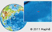 Physical Location Map of the area around 40° 50' 23" N, 157° 19' 29" E