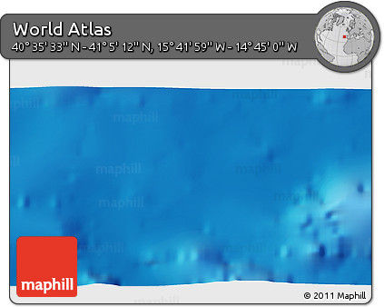 Shaded Relief 3D Map of the Area around 40° 50' 23" N, 15° 13' 29" W
