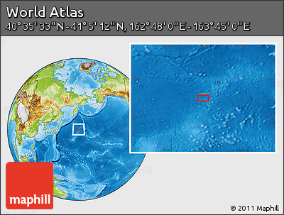 Physical Location Map of the Area around 40° 50' 23" N, 163° 16' 30" E
