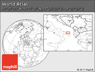 Blank Location Map of the Area around 40° 50' 23" N, 17° 55' 29" E