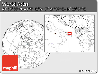 Blank Location Map of the Area around 40° 50' 23" N, 17° 55' 29" E