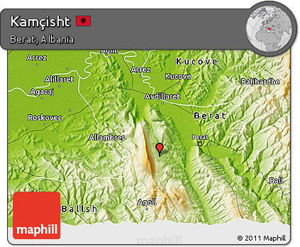 Physical 3D Map of Kamçisht