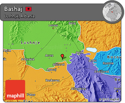 Political 3D Map of Bashaj