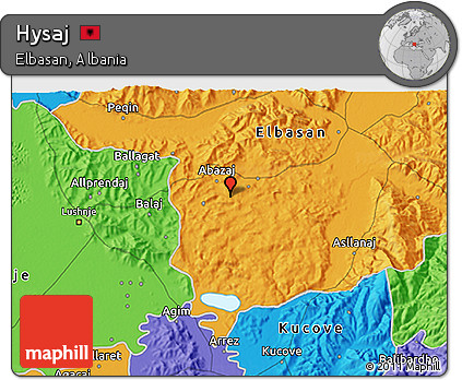 Political 3D Map of Hysaj