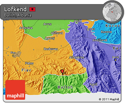 Political 3D Map of Lofkënd