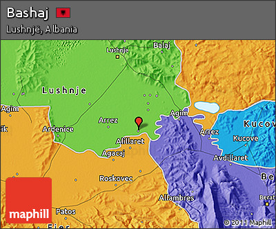 Political 3D Map of Bashaj