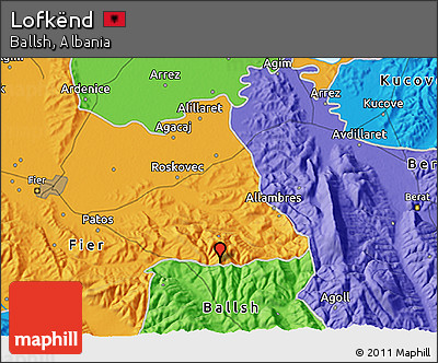 Political 3D Map of Lofkënd