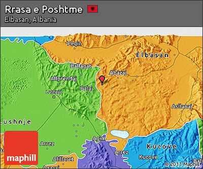 Political 3D Map of Rrasa E Poshtme