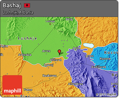 Political 3D Map of Bashaj