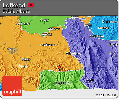 Political 3D Map of Lofkënd