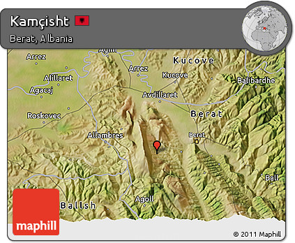 Satellite 3D Map of Kamçisht