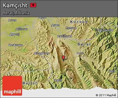Satellite 3D Map of Kamçisht
