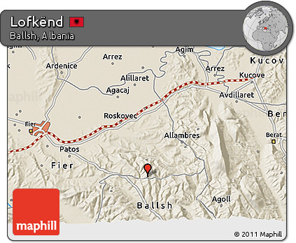 Shaded Relief 3D Map of Lofkënd