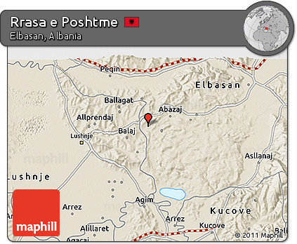 Shaded Relief 3D Map of Rrasa E Poshtme